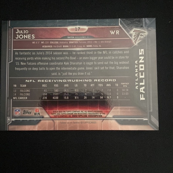 Julio Jones - 2015 Topps #17 - Picture 2 of 2